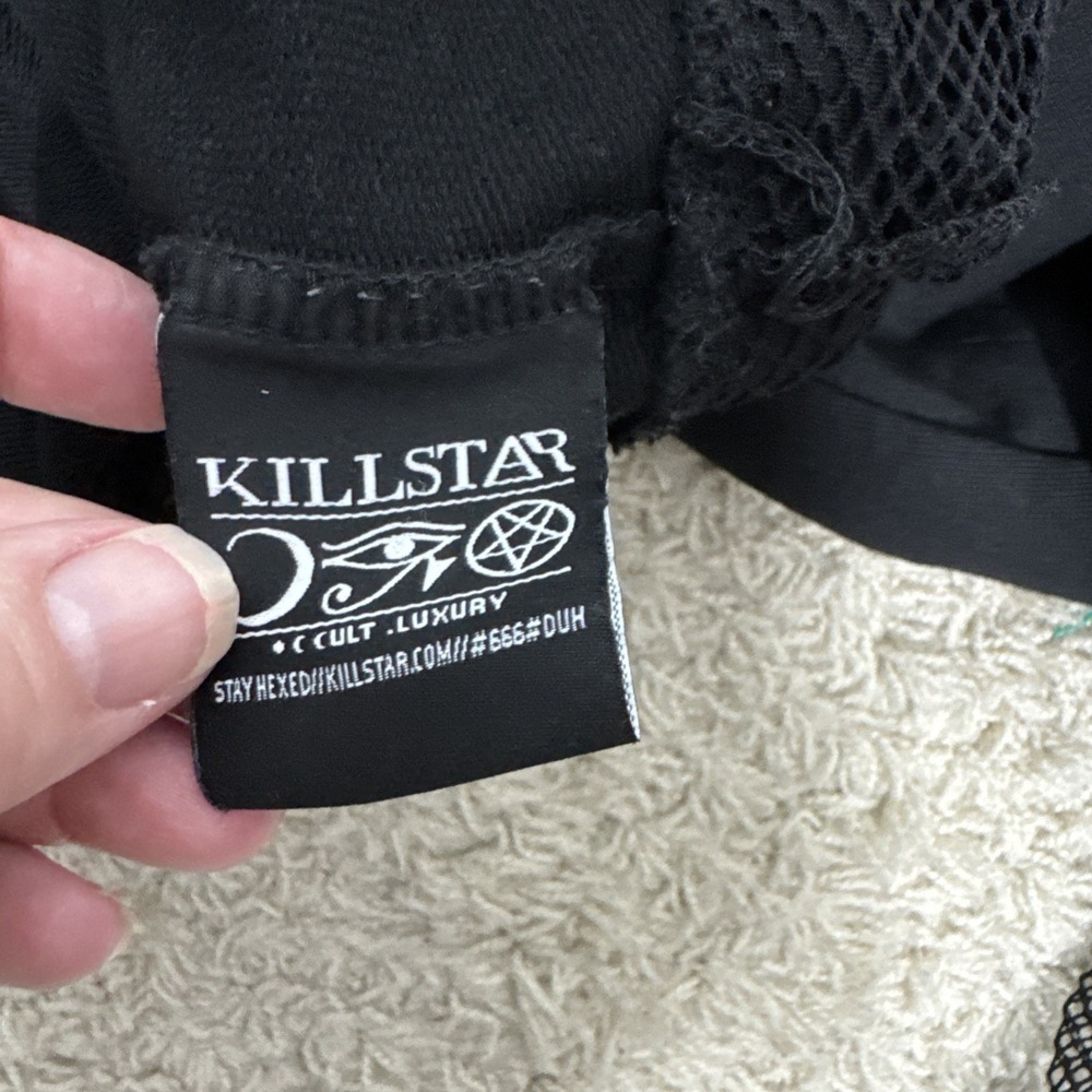 Killstar Black Long Sleeve Cropped I Don't Care Hoodie Womens XS Goth Emo Witchy - Picture 10 of 11